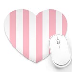 Vertical Stripes - White and Pink Heart Mousepad