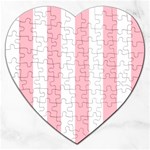 Vertical Stripes - White and Pink Jigsaw Puzzle (Heart)