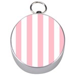 Vertical Stripes - White and Pink Silver Compass