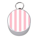 Vertical Stripes - White and Pink Silver Compass (Mini)