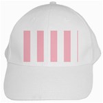 Vertical Stripes - White and Pink White Cap