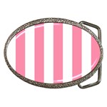 Vertical Stripes - White and Flamingo Pink Belt Buckle