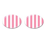 Vertical Stripes - White and Flamingo Pink Cufflinks (Oval)
