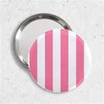 Vertical Stripes - White and Flamingo Pink 2.25  Handbag Mirror