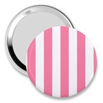 Vertical Stripes - White and Flamingo Pink 3  Handbag Mirror