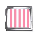 Vertical Stripes - White and Flamingo Pink Mega Link Italian Charm (18mm)