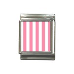 Vertical Stripes - White and Flamingo Pink Italian Charm (13mm)