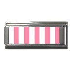 Vertical Stripes - White and Flamingo Pink Superlink Italian Charm (9mm)