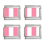 Vertical Stripes - White and Flamingo Pink 9mm Italian Charm (4 pack)