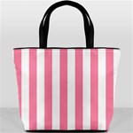 Vertical Stripes - White and Flamingo Pink Bucket Bag