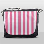 Vertical Stripes - White and Flamingo Pink Messenger Bag