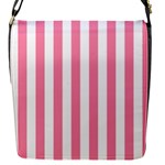 Vertical Stripes - White and Flamingo Pink Flap Closure Messenger Bag (S)