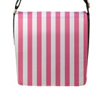Vertical Stripes - White and Flamingo Pink Flap Closure Messenger Bag (L)