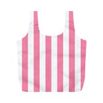 Vertical Stripes - White and Flamingo Pink Full Print Recycle Bag (M)