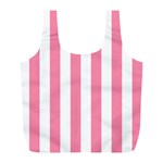 Vertical Stripes - White and Flamingo Pink Full Print Recycle Bag (L)
