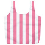 Vertical Stripes - White and Flamingo Pink Full Print Recycle Bag (XL)