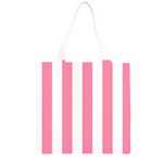 Vertical Stripes - White and Flamingo Pink Grocery Light Tote Bag
