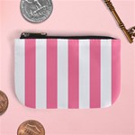 Vertical Stripes - White and Flamingo Pink Mini Coin Purse