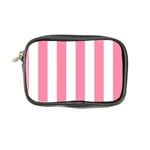 Vertical Stripes - White and Flamingo Pink Coin Purse