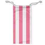 Vertical Stripes - White and Flamingo Pink Jewelry Bag