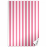 Vertical Stripes - White and Flamingo Pink Canvas 12  x 18 