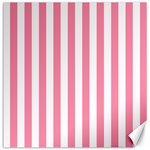 Vertical Stripes - White and Flamingo Pink Canvas 16  x 16 