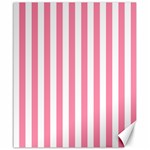 Vertical Stripes - White and Flamingo Pink Canvas 20  x 24 
