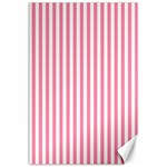 Vertical Stripes - White and Flamingo Pink Canvas 24  x 36 