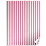 Vertical Stripes - White and Flamingo Pink Canvas 36  x 48 