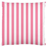 Vertical Stripes - White and Flamingo Pink Large Cushion Case (Two Sides)