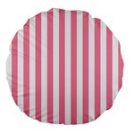 Vertical Stripes - White and Flamingo Pink Large 18  Premium Flano Round Cushion