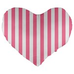 Vertical Stripes - White and Flamingo Pink Large 19  Premium Heart Shape Cushion