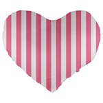 Vertical Stripes - White and Flamingo Pink Large 19  Premium Flano Heart Shape Cushion