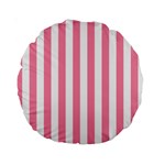 Vertical Stripes - White and Flamingo Pink Standard 15  Premium Round Cushion