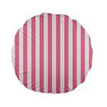 Vertical Stripes - White and Flamingo Pink Standard 15  Premium Flano Round Cushion
