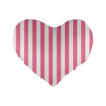 Vertical Stripes - White and Flamingo Pink Standard 16  Premium Flano Heart Shape Cushion