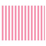Vertical Stripes - White and Flamingo Pink Double Sided Flano Blanket (Medium)