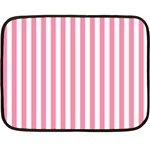Vertical Stripes - White and Flamingo Pink Fleece Blanket (Mini)