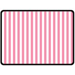 Vertical Stripes - White and Flamingo Pink Fleece Blanket (Large) (One Side)