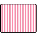 Vertical Stripes - White and Flamingo Pink Fleece Blanket (Medium) (One Side)