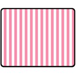 Vertical Stripes - White and Flamingo Pink Double Sided Fleece Blanket (Medium) (Two Sides)