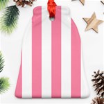 Vertical Stripes - White and Flamingo Pink Bell Ornament (Two Sides)