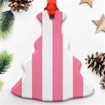 Vertical Stripes - White and Flamingo Pink Ornament (Christmas Tree)