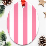 Vertical Stripes - White and Flamingo Pink Ornament (Oval)