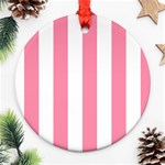 Vertical Stripes - White and Flamingo Pink Round Ornament (Two Sides)