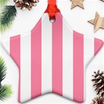 Vertical Stripes - White and Flamingo Pink Star Ornament (Two Sides)