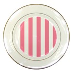 Vertical Stripes - White and Flamingo Pink Porcelain Plate