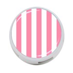 Vertical Stripes - White and Flamingo Pink 4-Port USB Hub (Two Sides)