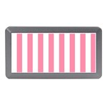 Vertical Stripes - White and Flamingo Pink Memory Card Reader (Mini)