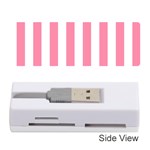 Vertical Stripes - White and Flamingo Pink Memory Card Reader (Stick)